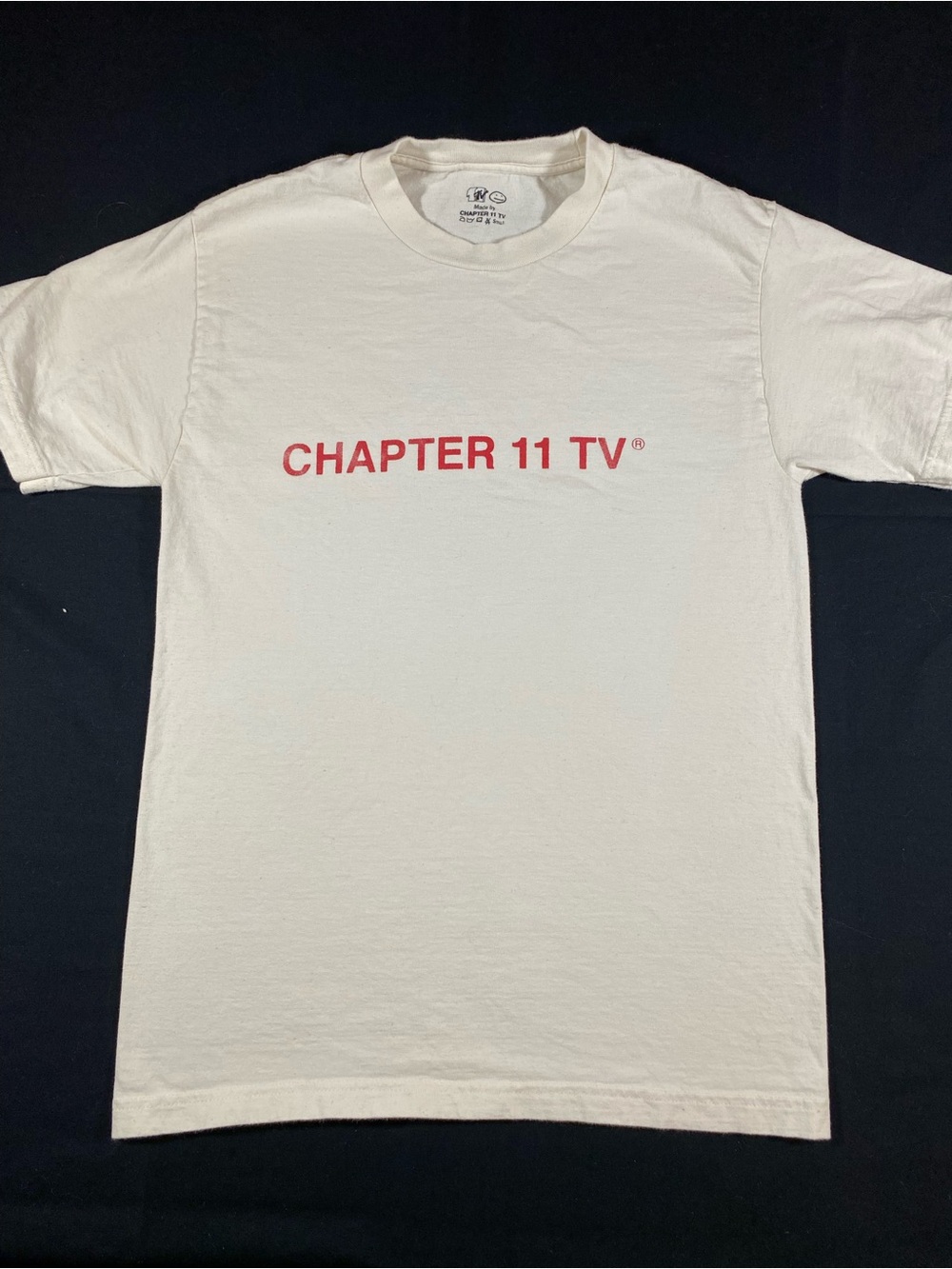 Chapter Off-White Crewneck Tee with Black Printed Label